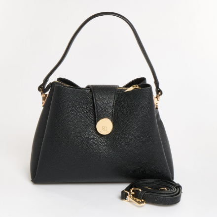 Bessie Black Leather Shoulder Bags