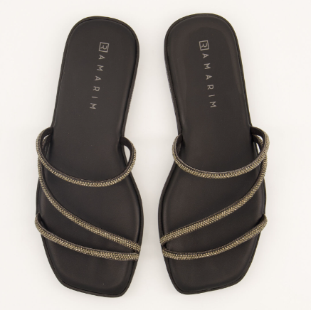 Ramarim Black Rhinestone Sandals