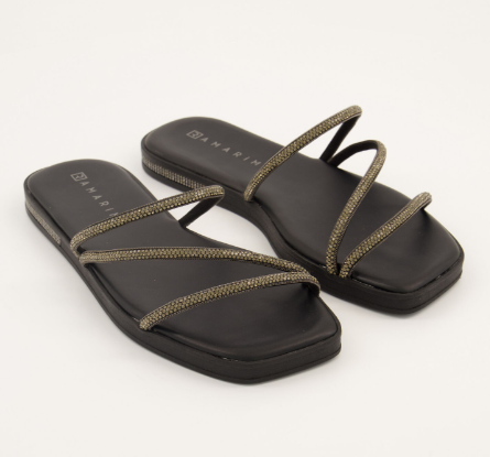 Ramarim Black Rhinestone Sandals