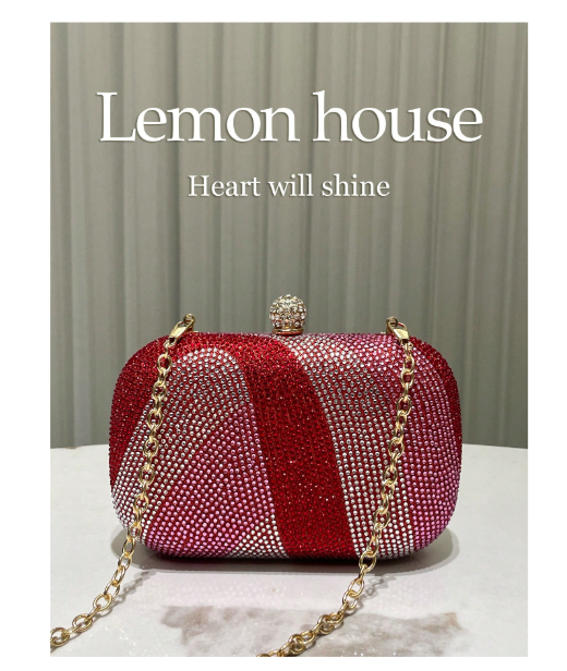 Shein 1pc Glamorous Rhinestone Mini Handbag, Metal Chain Shoulder Strap, Fashion Elegant Clutch Purse - Mini Sized