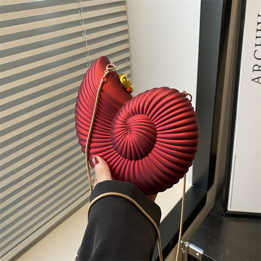 Shell shaped elegant crossbody party clutch/red-SJP Design