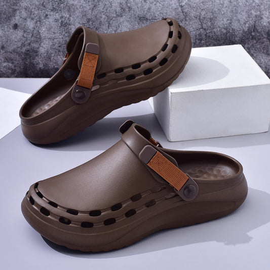 Summer men casual indoor and outdoor non slip sandals-44-45 brown