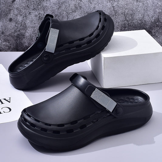 Summer men casual indoor and outdoor non slip sandals-44-45 black