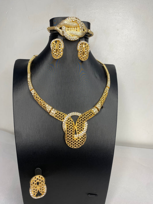 Super Stylish Dubai Gold Plated Bridal Jewelry Set SJP
