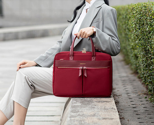 Fashion Women's Notebook Briefcase, Laptop Crossbody Bag Shoulder Bags Business Travel: Wine Red