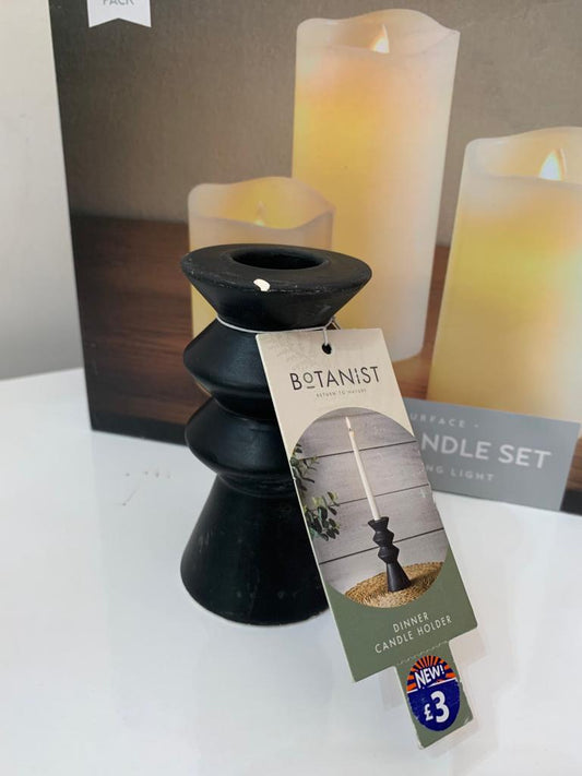 B&M Black Dinner candle Holder