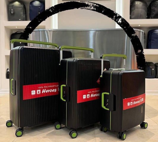 BoxVault 3-pieces wide handle Black & Green Luggage