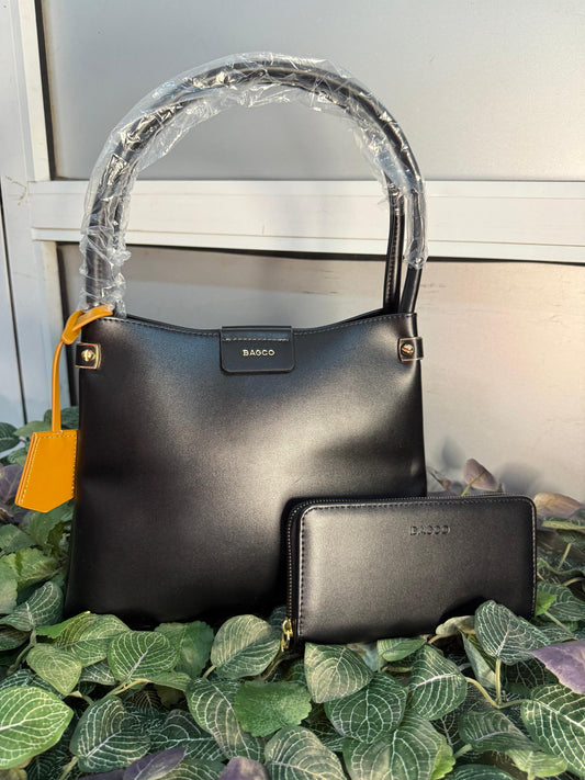 Bagco tote black bag with a purse