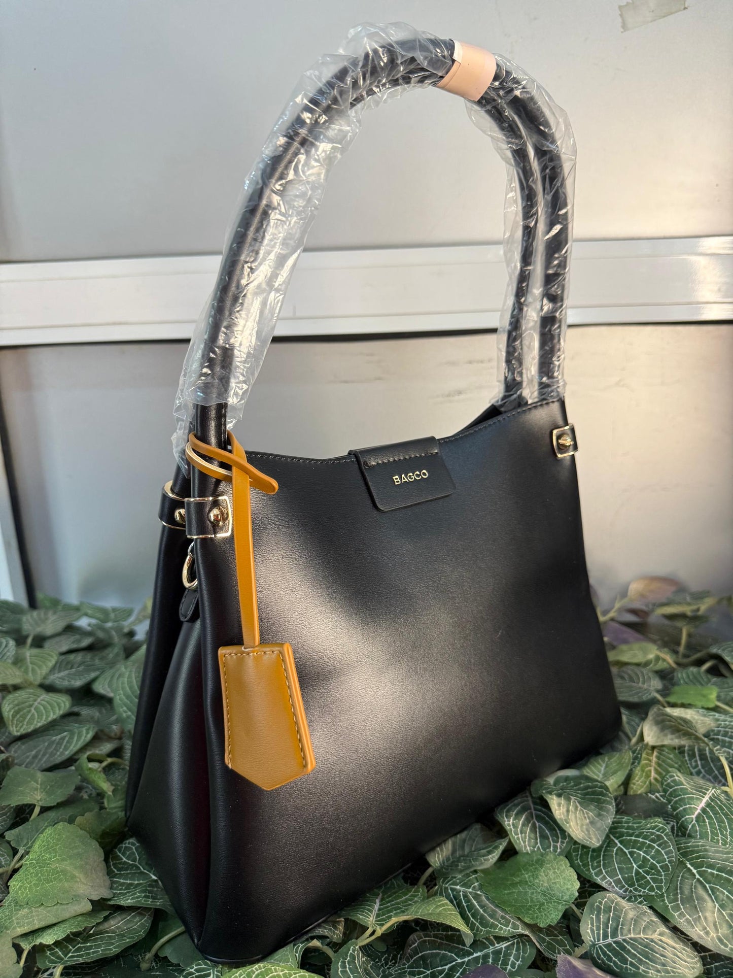Bagco tote black bag with a purse
