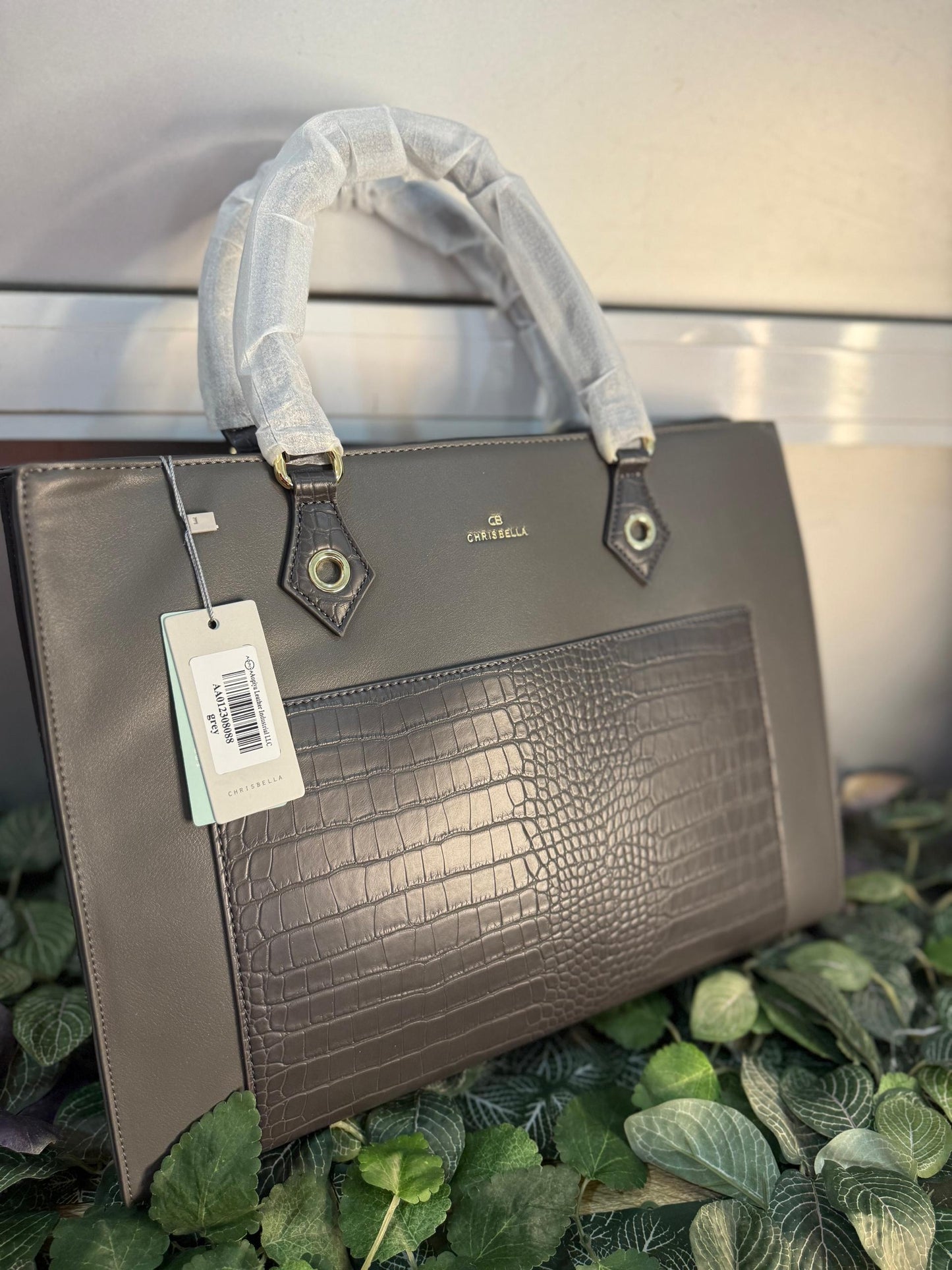 Chrisbella Grey Tote Bag- Large