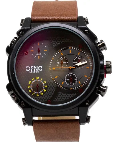 DFND Brown Leather Chronograph Watch