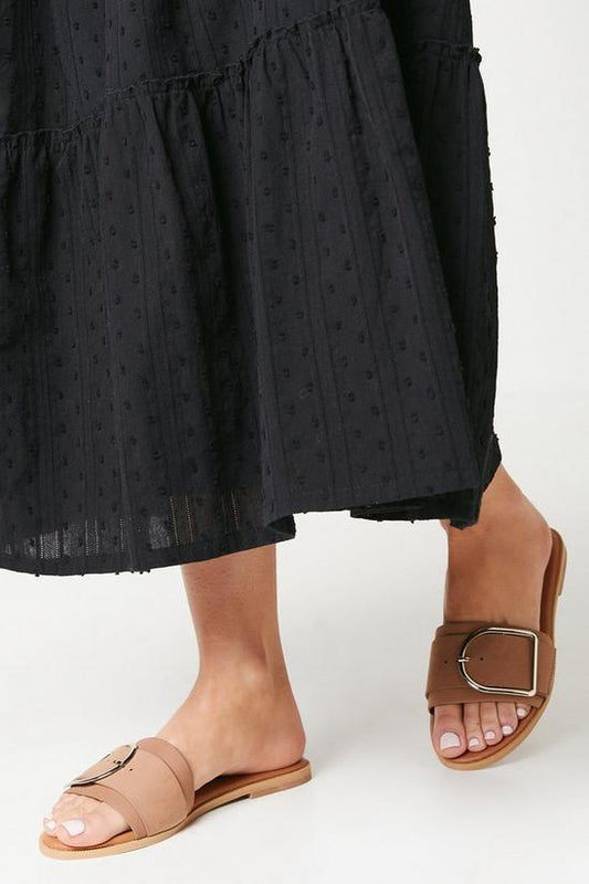 Dorothy Perkins Lorna Buckle Detail Flat Slider Sandals