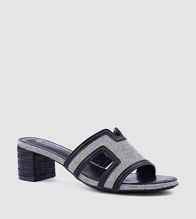 Cuple Patterned Block Heel Sandals