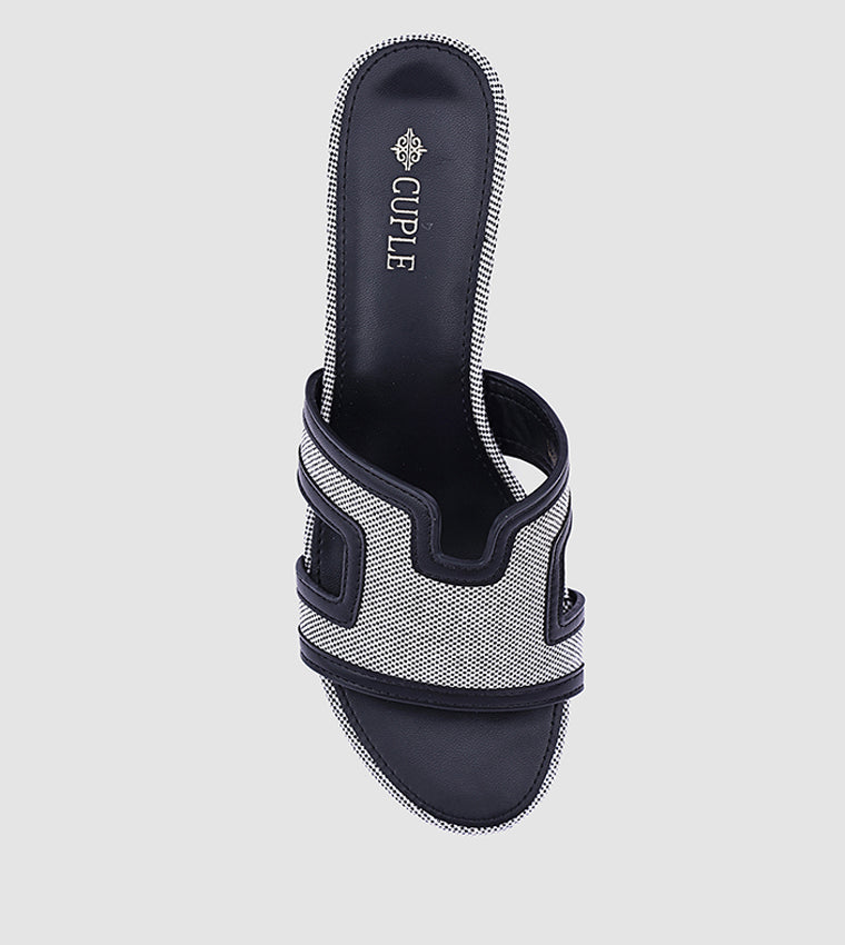 Cuple Patterned Block Heel Sandals