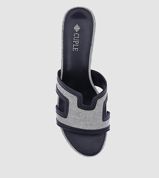 Cuple Patterned Block Heel Sandals