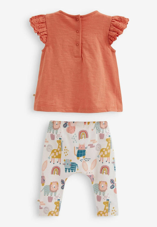 NEXT Rust Brown Cat 2 Piece Baby T-Shirt and Leggings Set