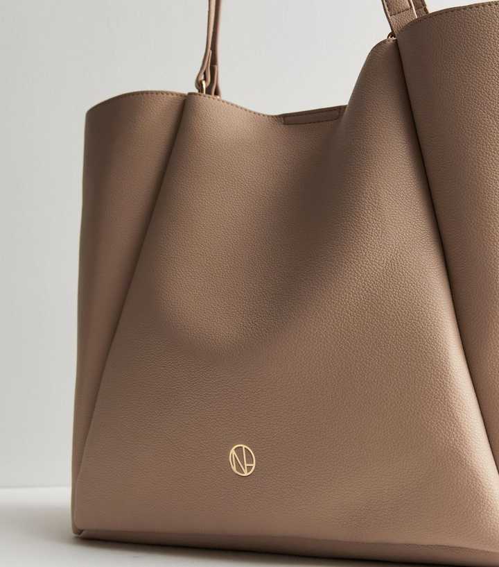 NEWLOOK  Camel Leather-Look Folded Tote Bag