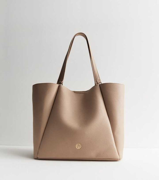 NEWLOOK  Camel Leather-Look Folded Tote Bag