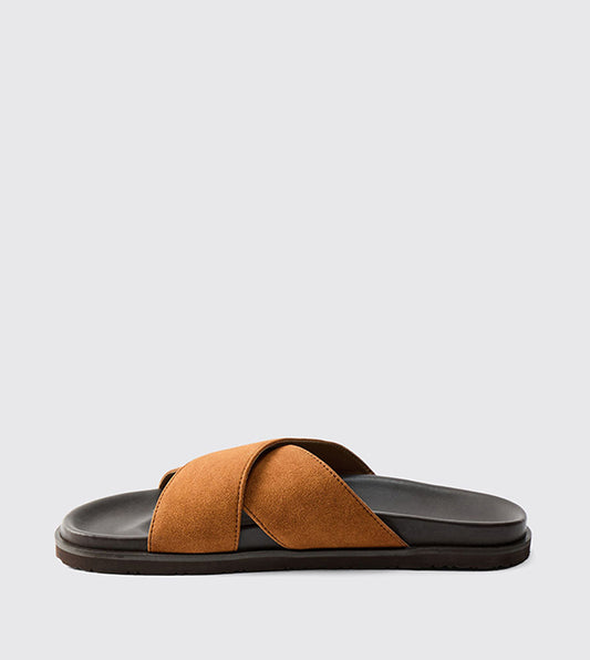 BoohooMAN Faux Leather Woven Mix Flat Sandals