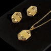 Elevated geometric grid gold necklace set-SJP Design
