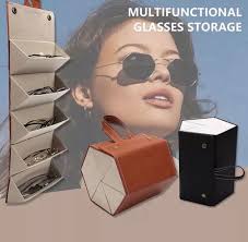Shein 1PC Sunglasses Organizer, 2/3/4/5/6 Slots Travel Glasses: Black