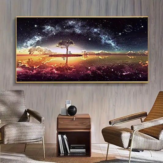 DIY Large Artificial Diamond Painting Kits For Adults,5D Artificial Diamond Art Aurora Lake,Forest Artificial Diamond Painting Kits For Adults,Art Picture Decor