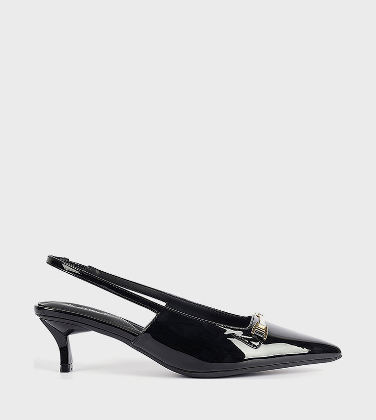 Cuple Horsebit Glossy Slingback Pumps