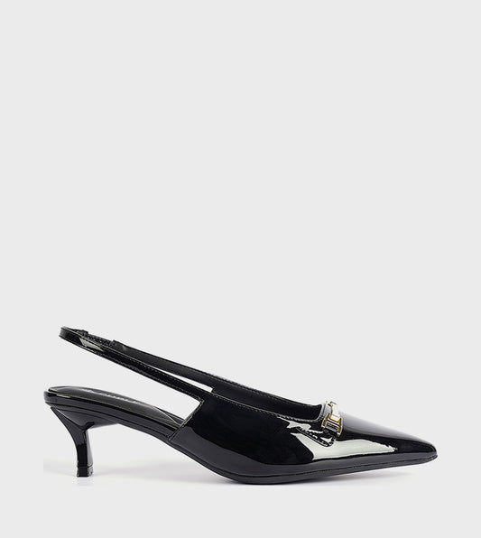Cuple Horsebit Glossy Slingback Pumps