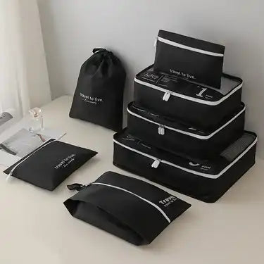 Shein 7pcs Portable Travel Storage Bag Set - Black