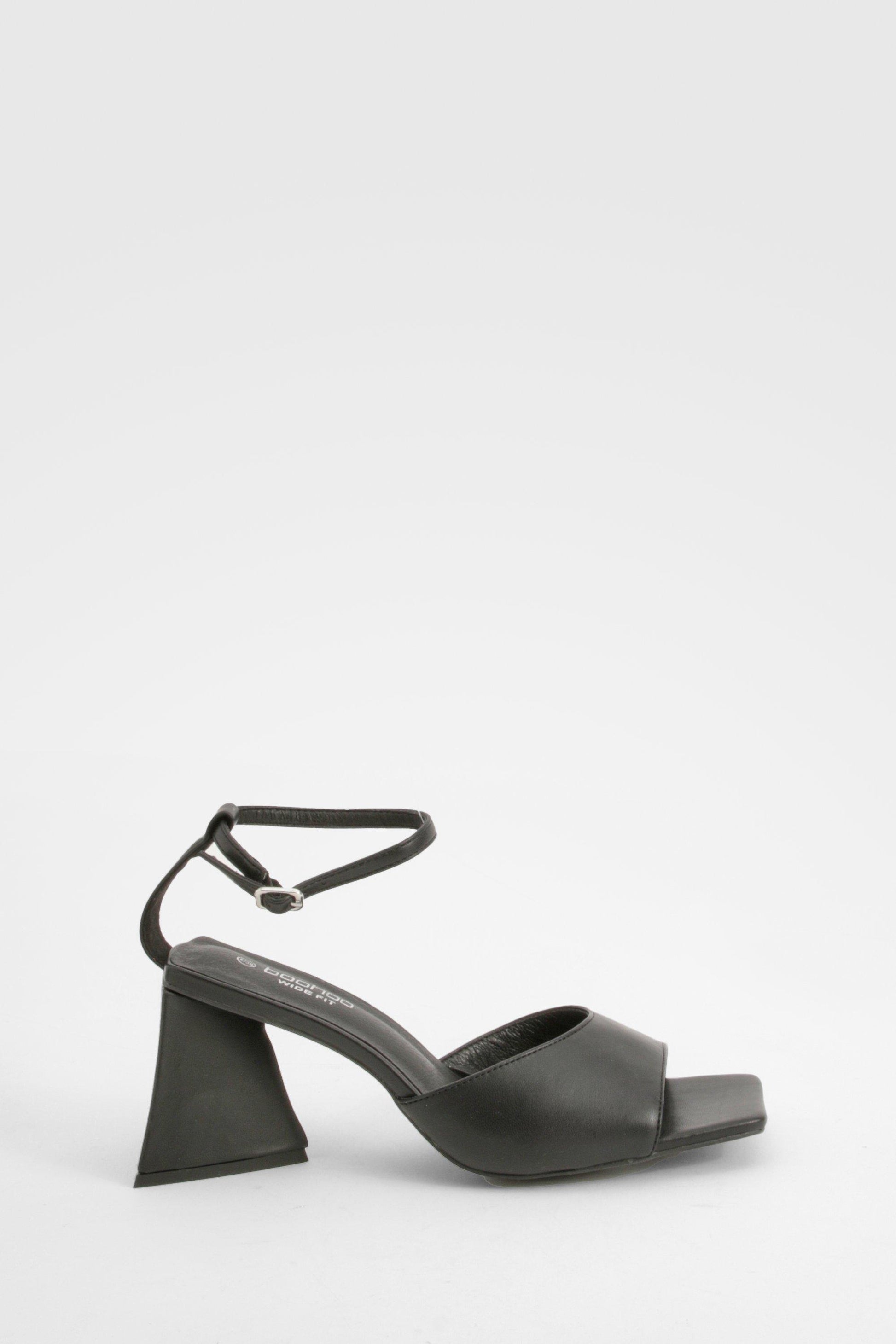 Boohoo Wide Fit Flared Heel Part Heeled Sandals – Your Daily