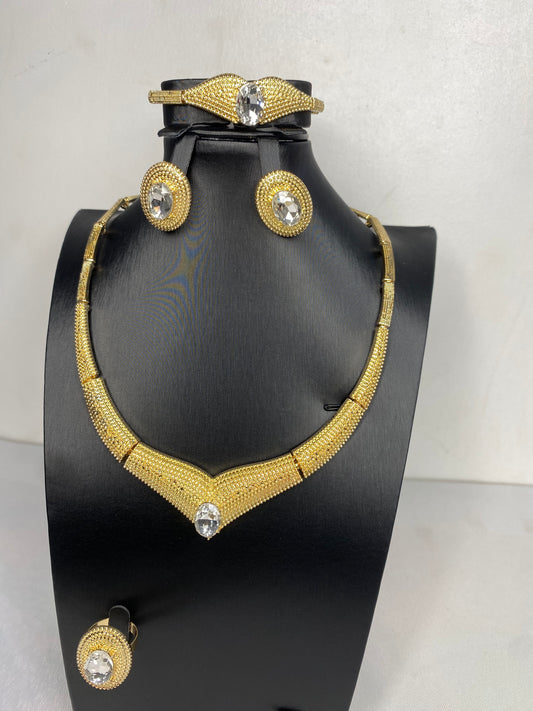 Gold Crystal Necklace Set SJP