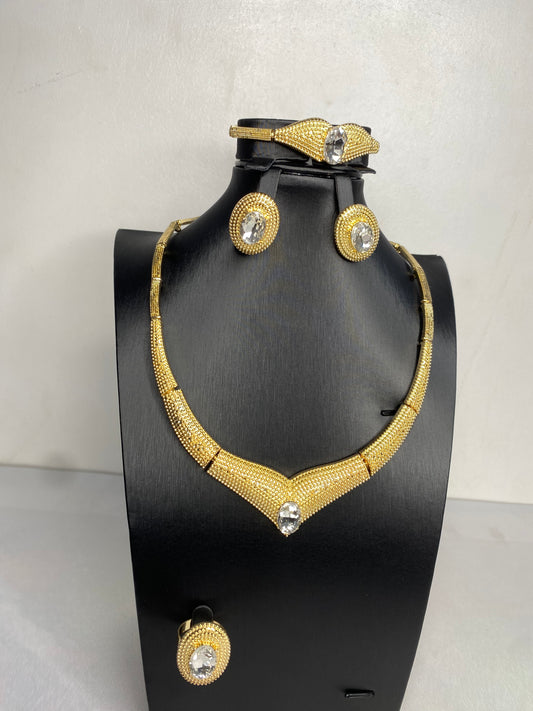 Gold Crystal Necklace Set SJP