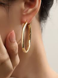 Classic gold hoop earrings-SJP Design