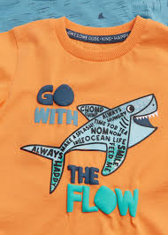 Matalan Boys 2 Pack Orange Shark Print T-Shirts (9mths-5yrs)