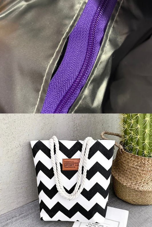 RFA Zig zag fashion bag With zipper Tote bag - Medium Size
