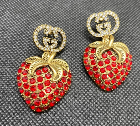 Gucci Strawberry Stud Earring Red SJP