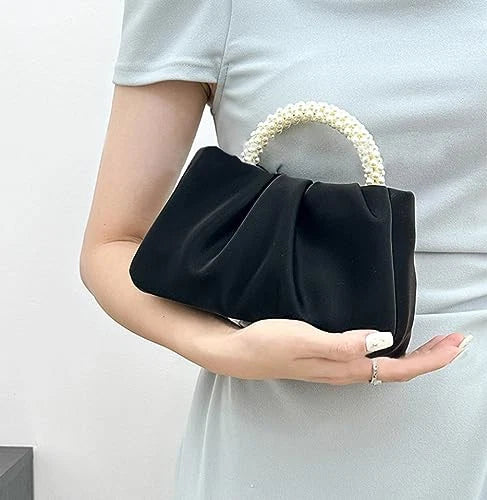 F&S Black & White pearl design leather clutch purse