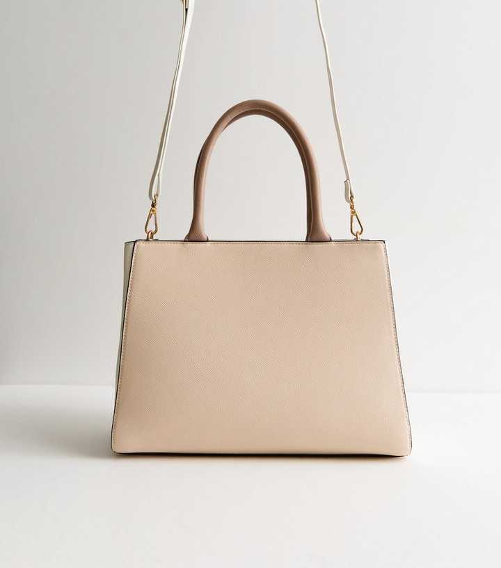 NEWLOOK  Stone Leather-Look Colour Block Tote Bag