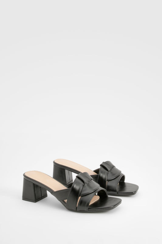 Bestelle Twist Front Block Heeled Mules Shoe