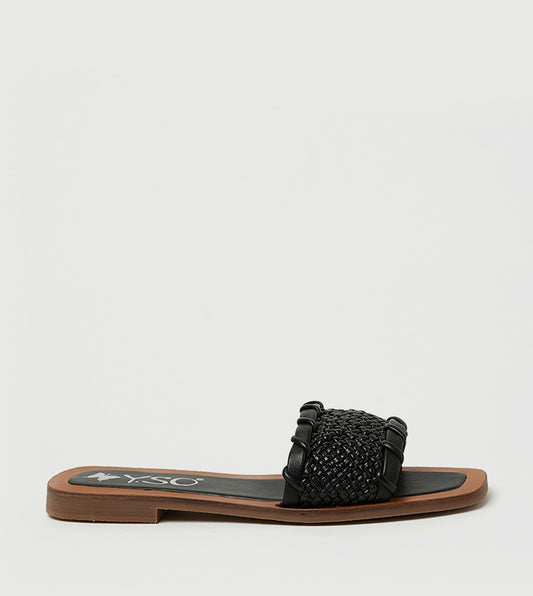Y.SO TERRIS Open Toe Flat Sandals: Black