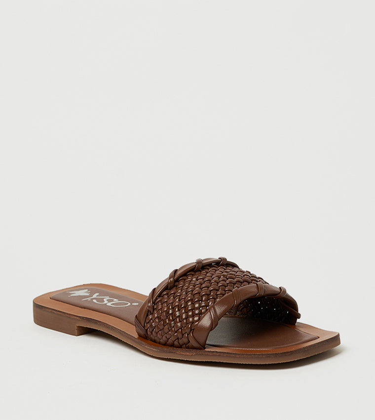Y.SO LAURIE Open Toe Flat Sandals: Tan