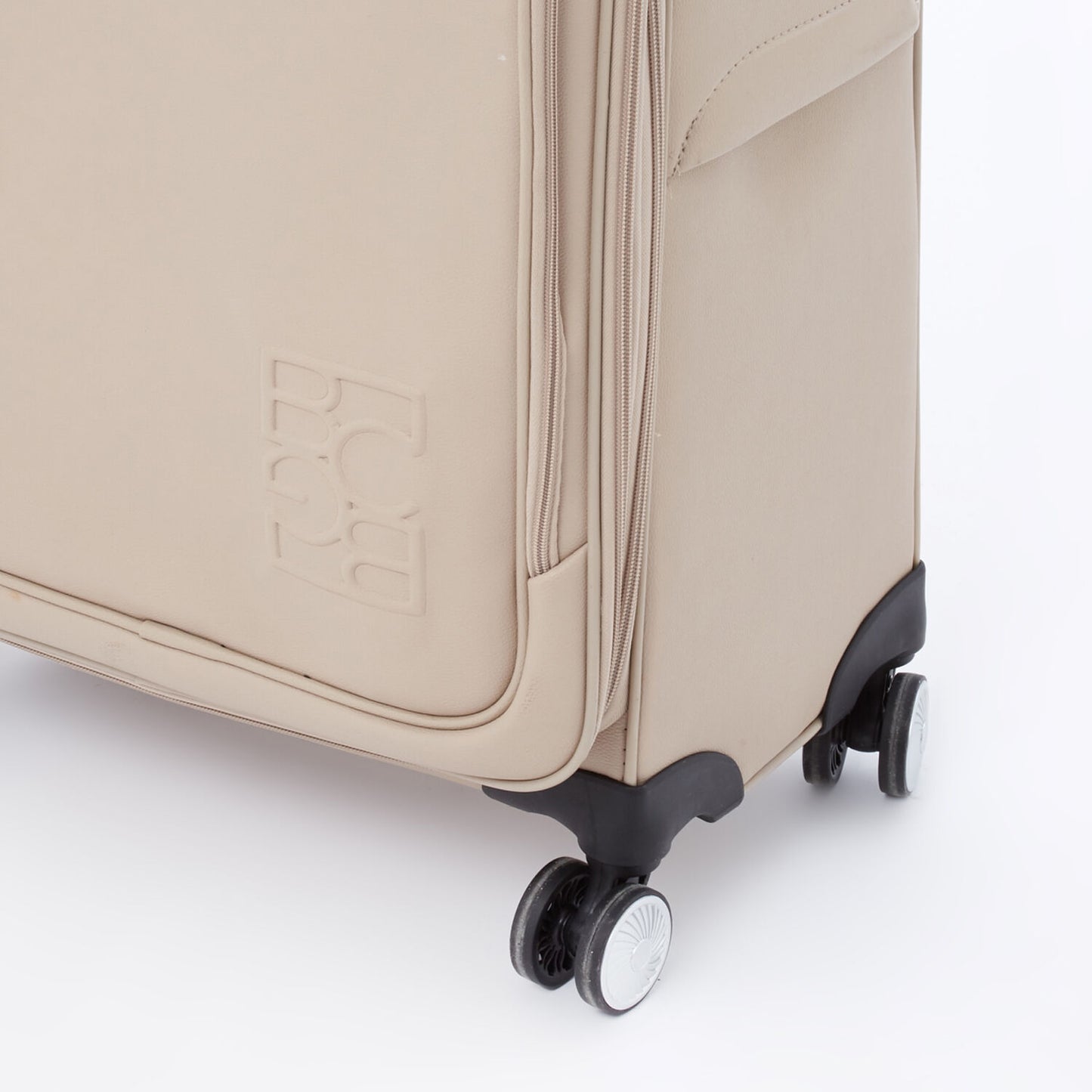 BCBG MAX AZRIA  Stone Grey Grained Softshell Suitcases