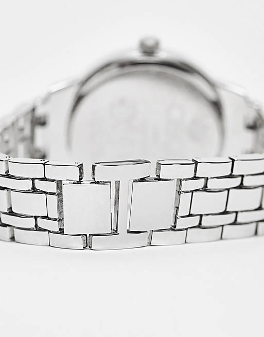 ASOS DESIGN Unisex Chunky Bracelet Watch with Crystal Detailing in Silver