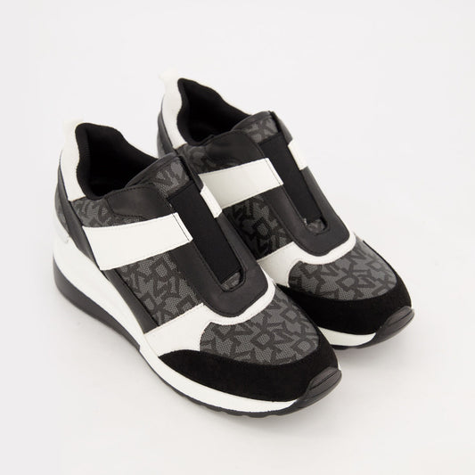 DKNY Black & White Wedged Caitlin Trainers