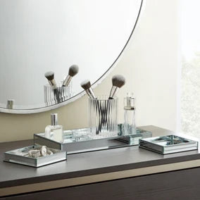 Dunelm Set of 3 Mirror Trays Silver