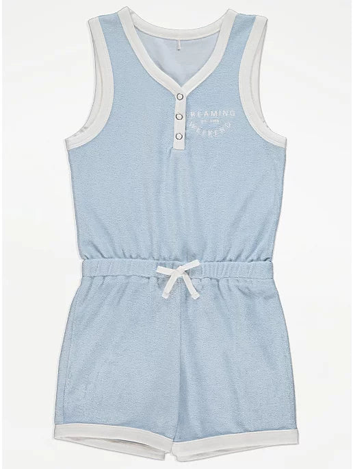 George Blue Towelling Playsuit