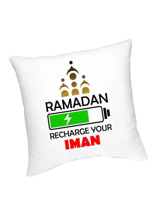 Fm Styles Ramadan Recharge Your Iman Printed Cushion White/Black/Red 45centimeter