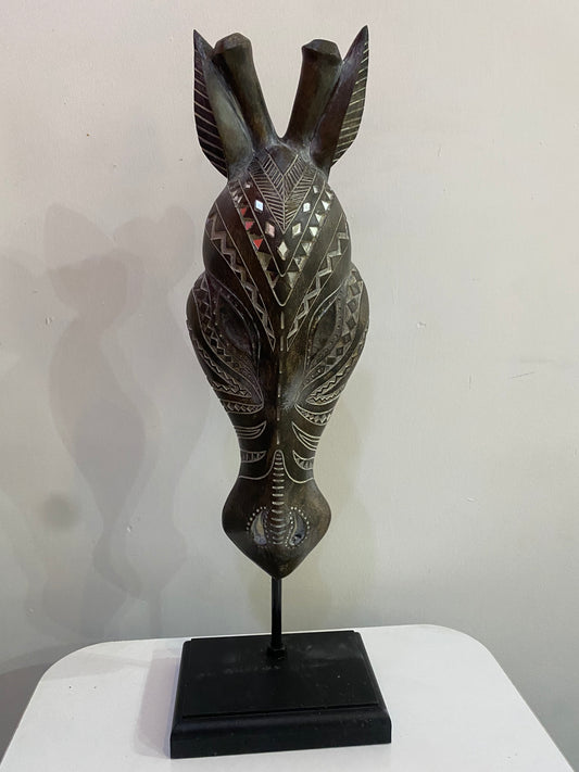 Brown Tribal Giraffe Mask 47x15cm