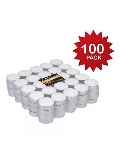 Tea Light 100-Piece Candle White/Silver
