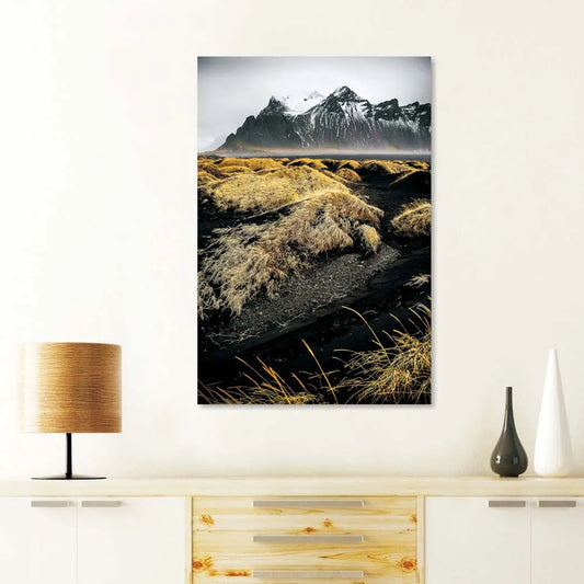 Snowfall Mountain Tempered Glass Art